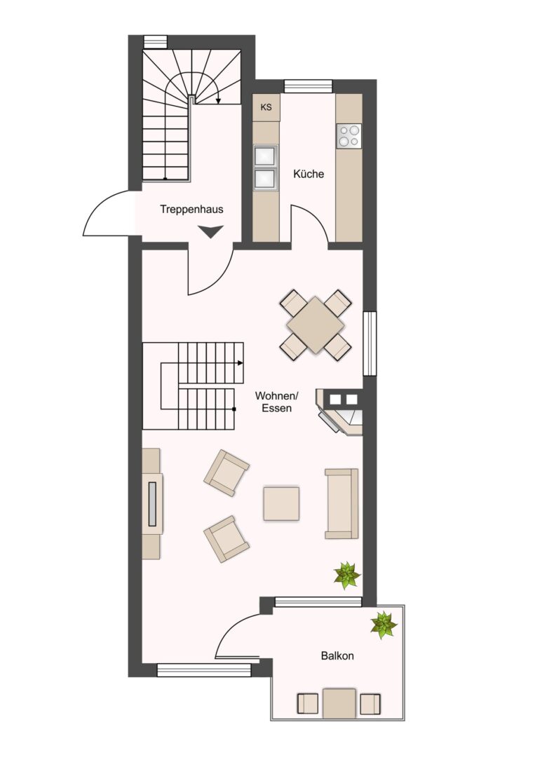 Grundriss untere Etage